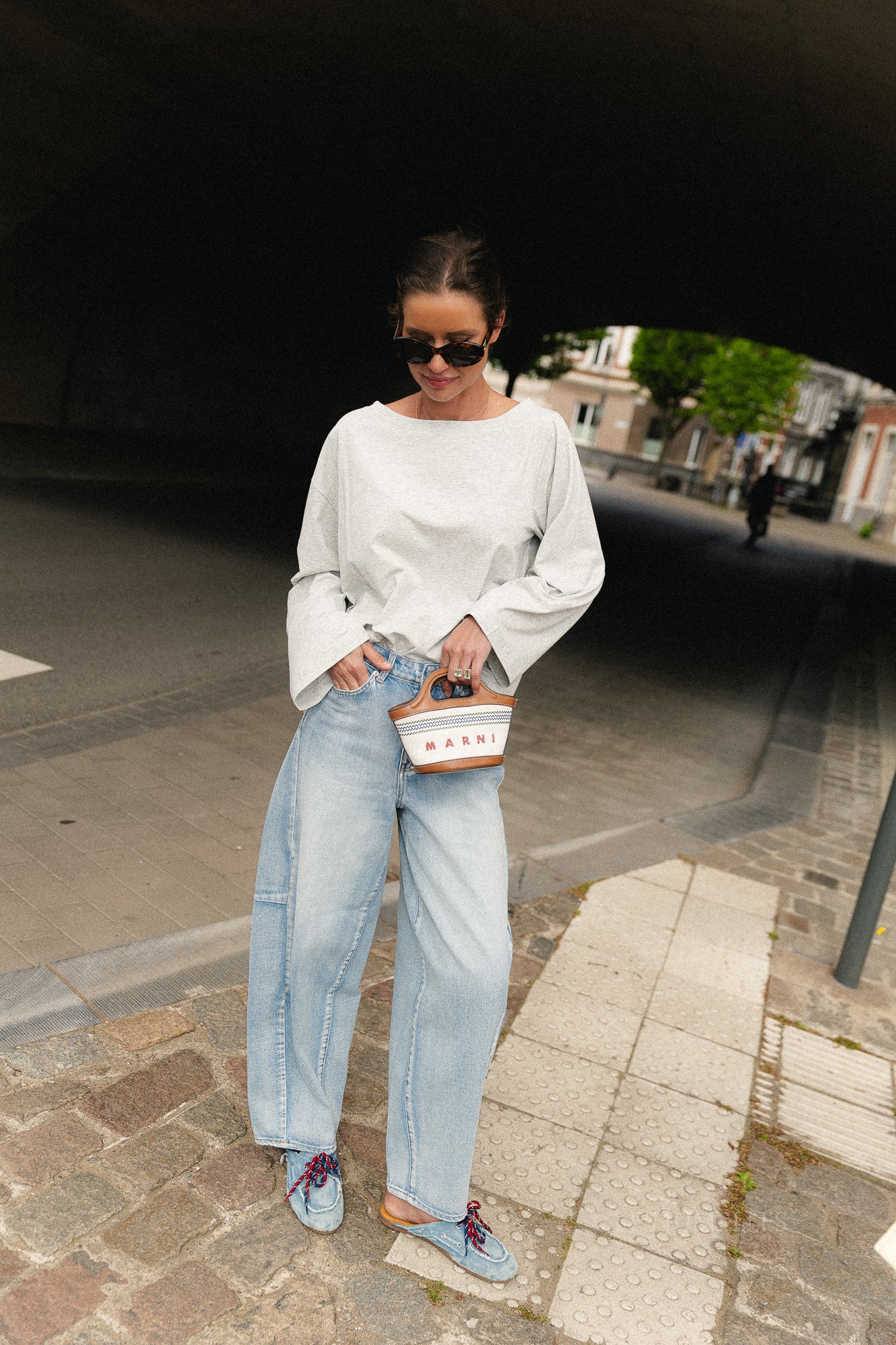 Tamsin long sleeve top grey melange