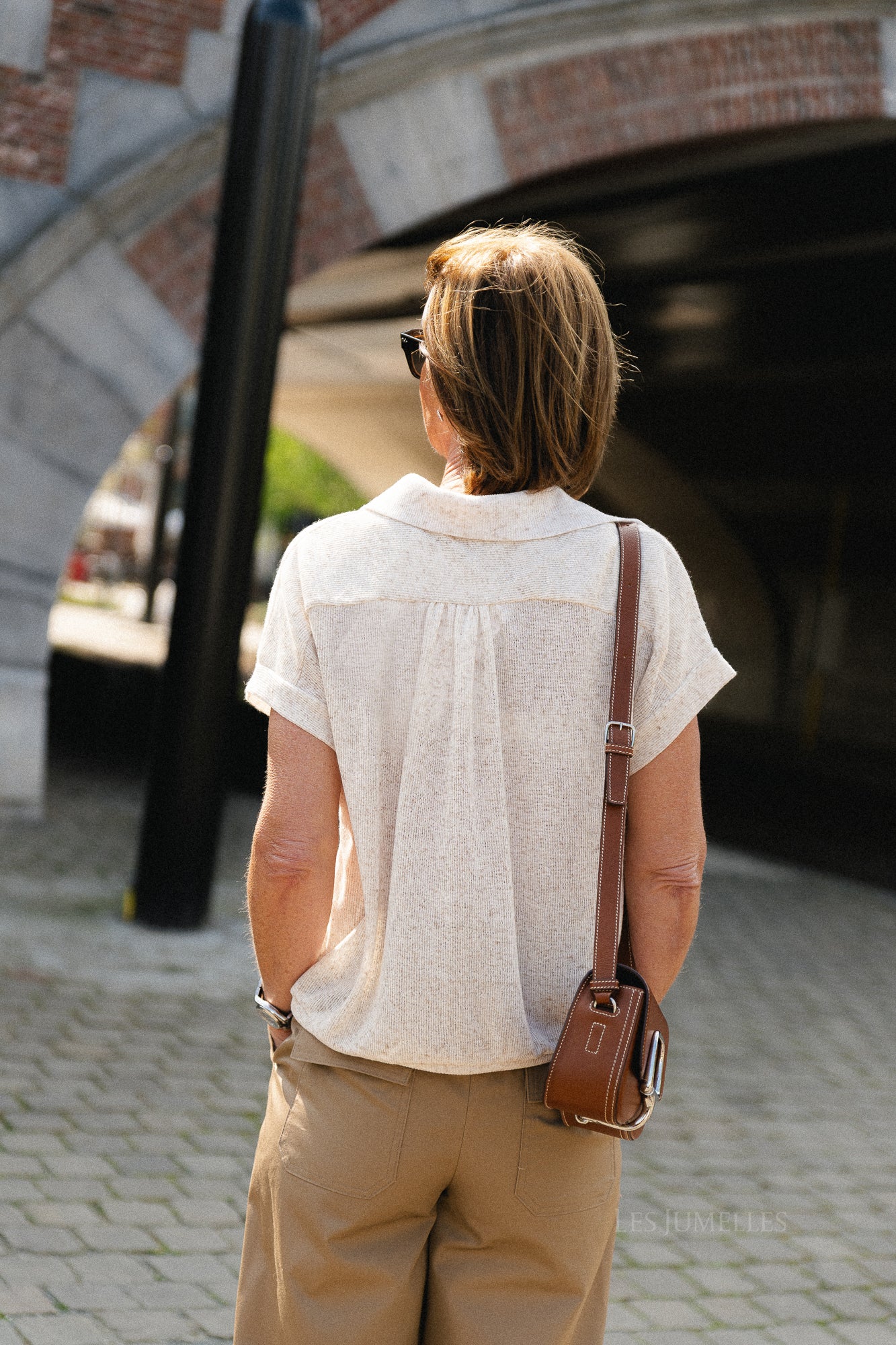 Leia SS polo shirt beige melange