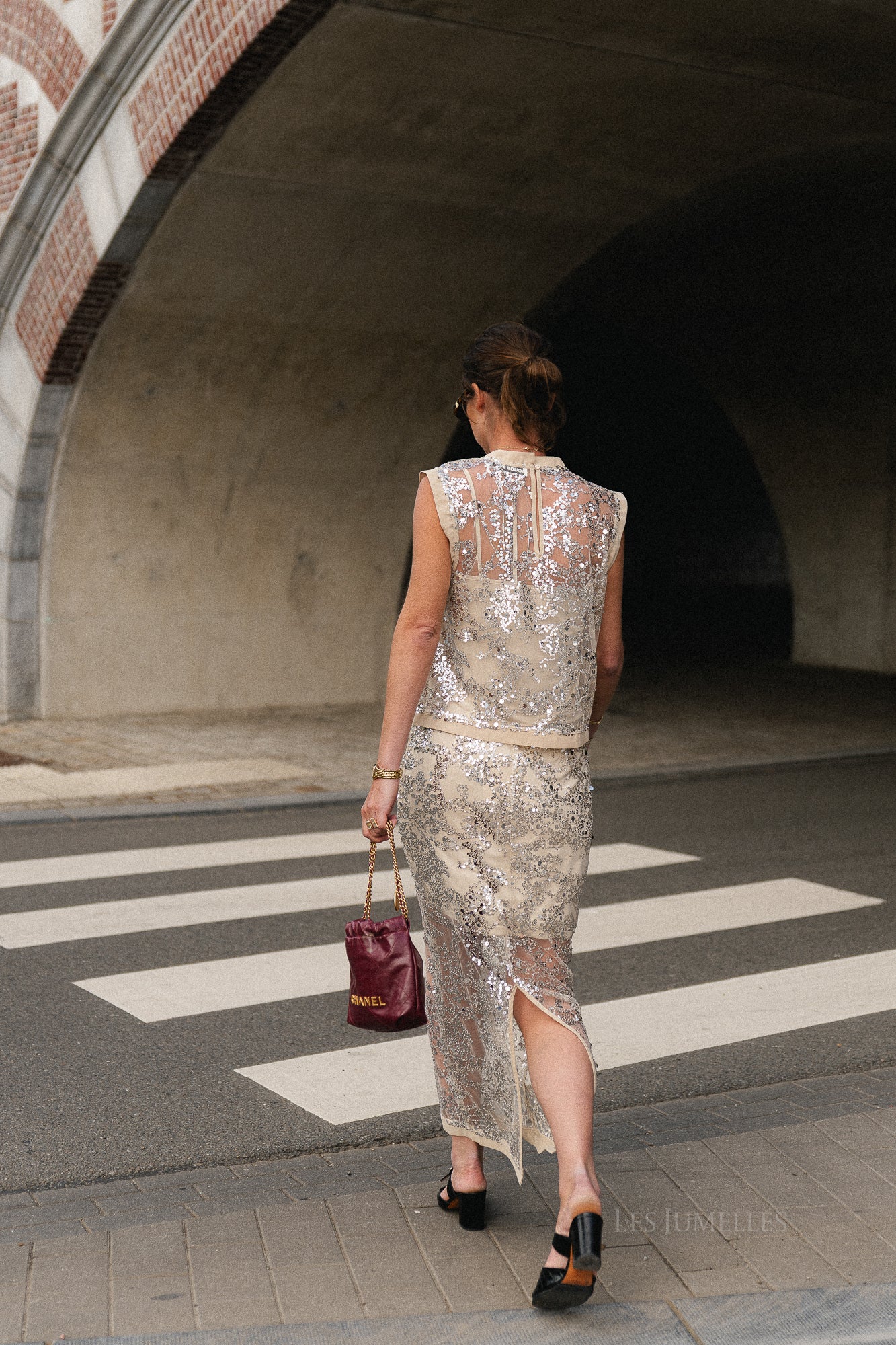 ROULeona HW ankle skirt silver sequins