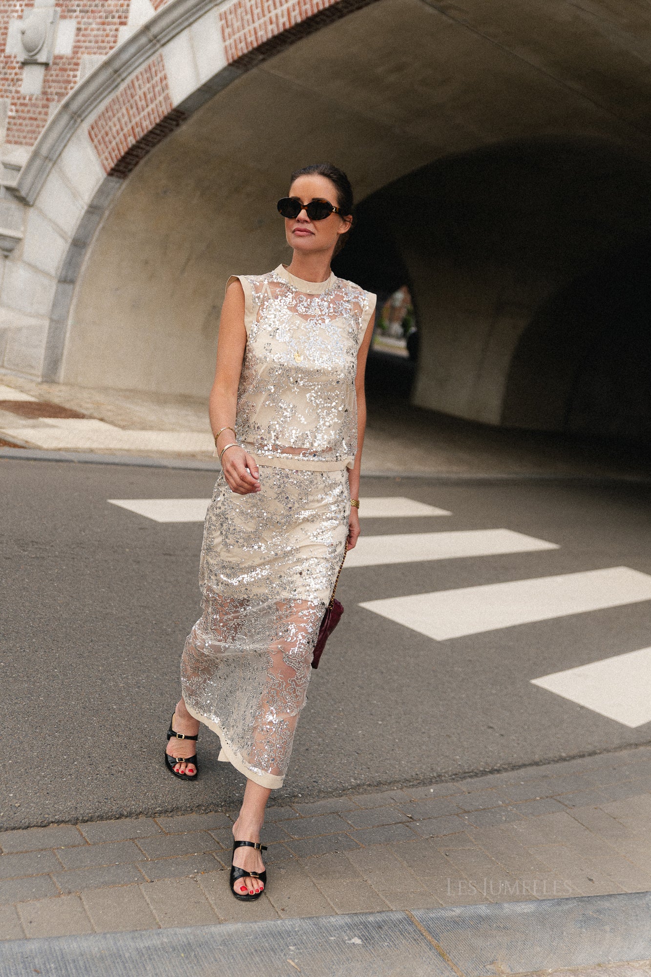 ROULeona HW ankle skirt silver sequins