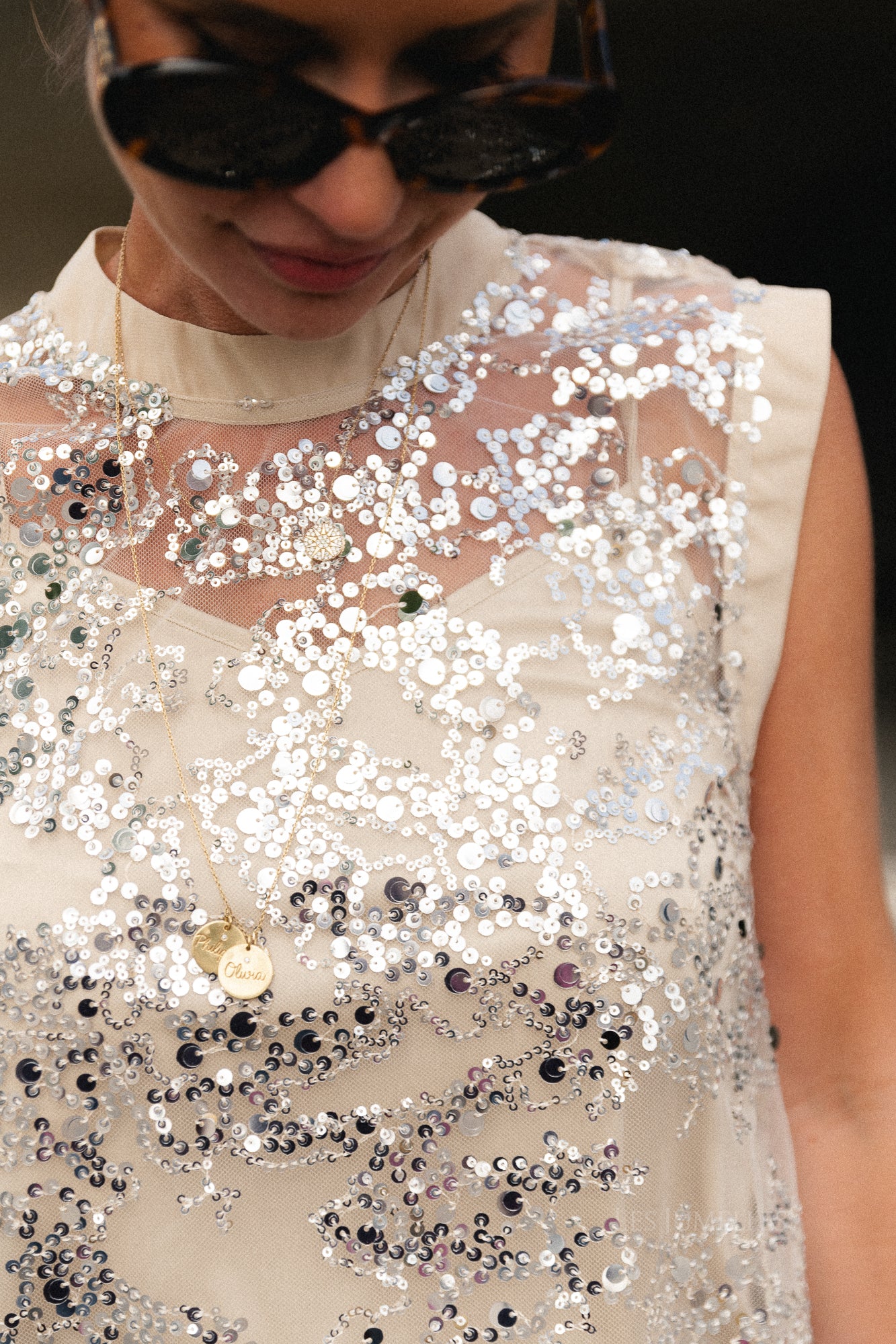 ROULeona SL O-neck top silver sequins