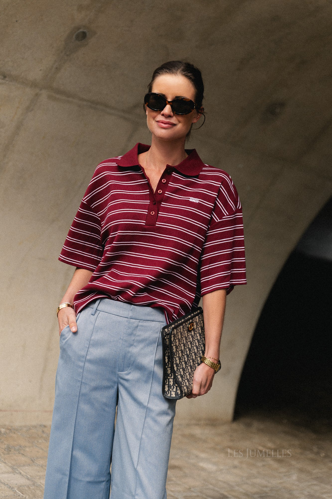 GZPilova polo tee cabernet striped – Les Jumelles