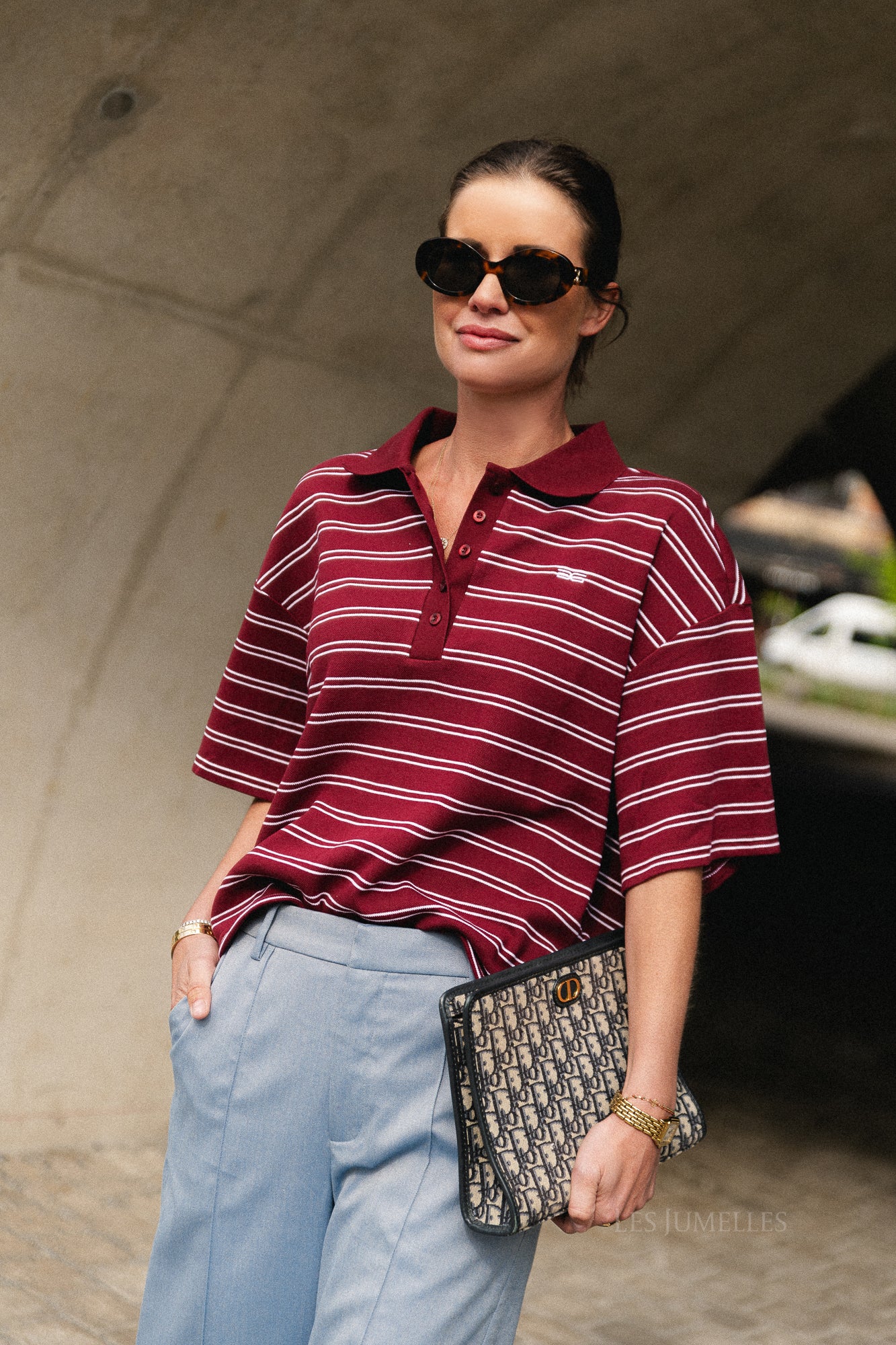 GZPilova polo tee cabernet striped