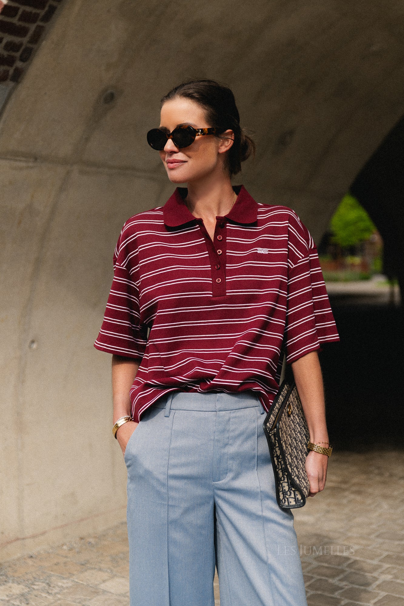 GZPilova polo tee cabernet striped