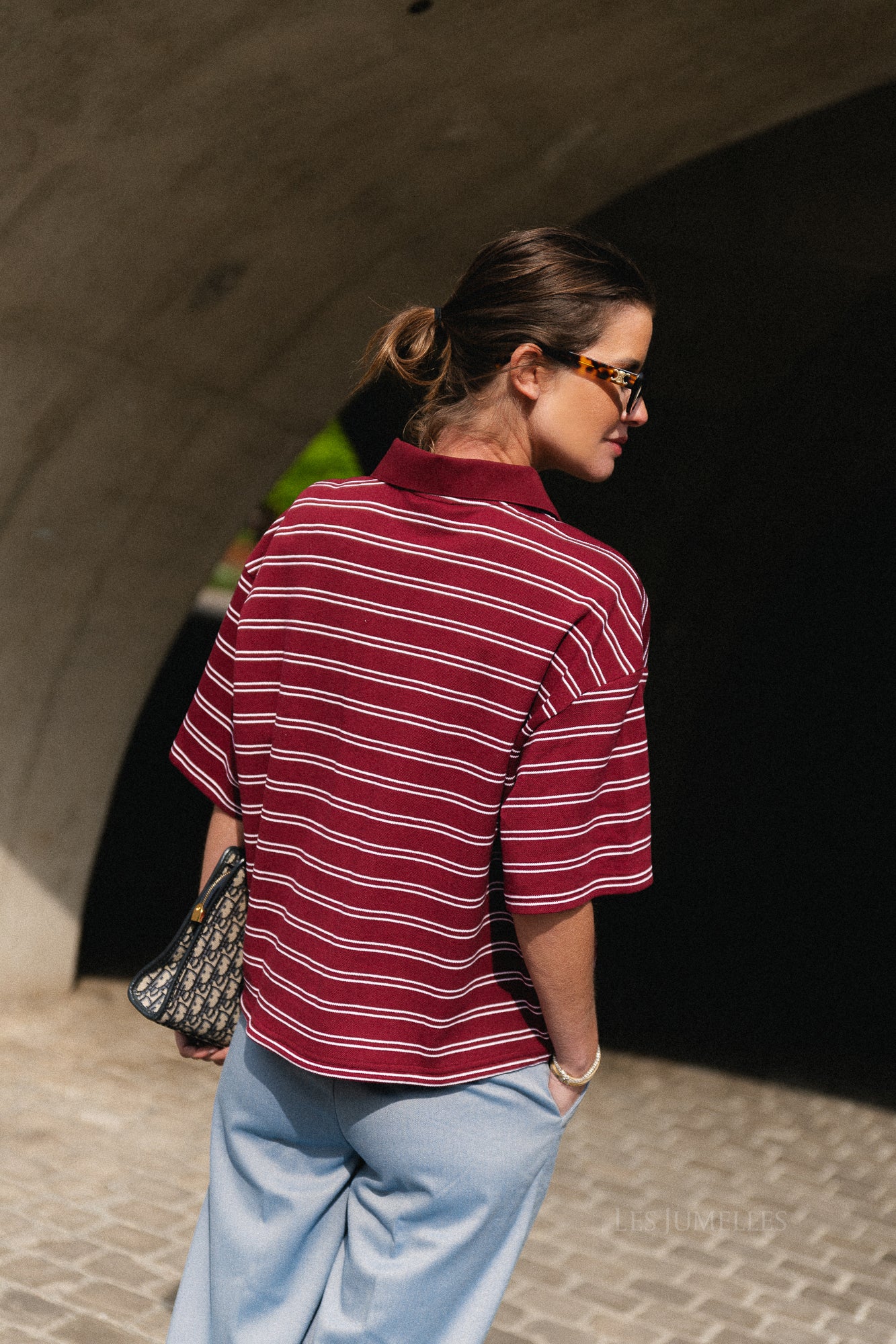 GZPilova polo tee cabernet striped