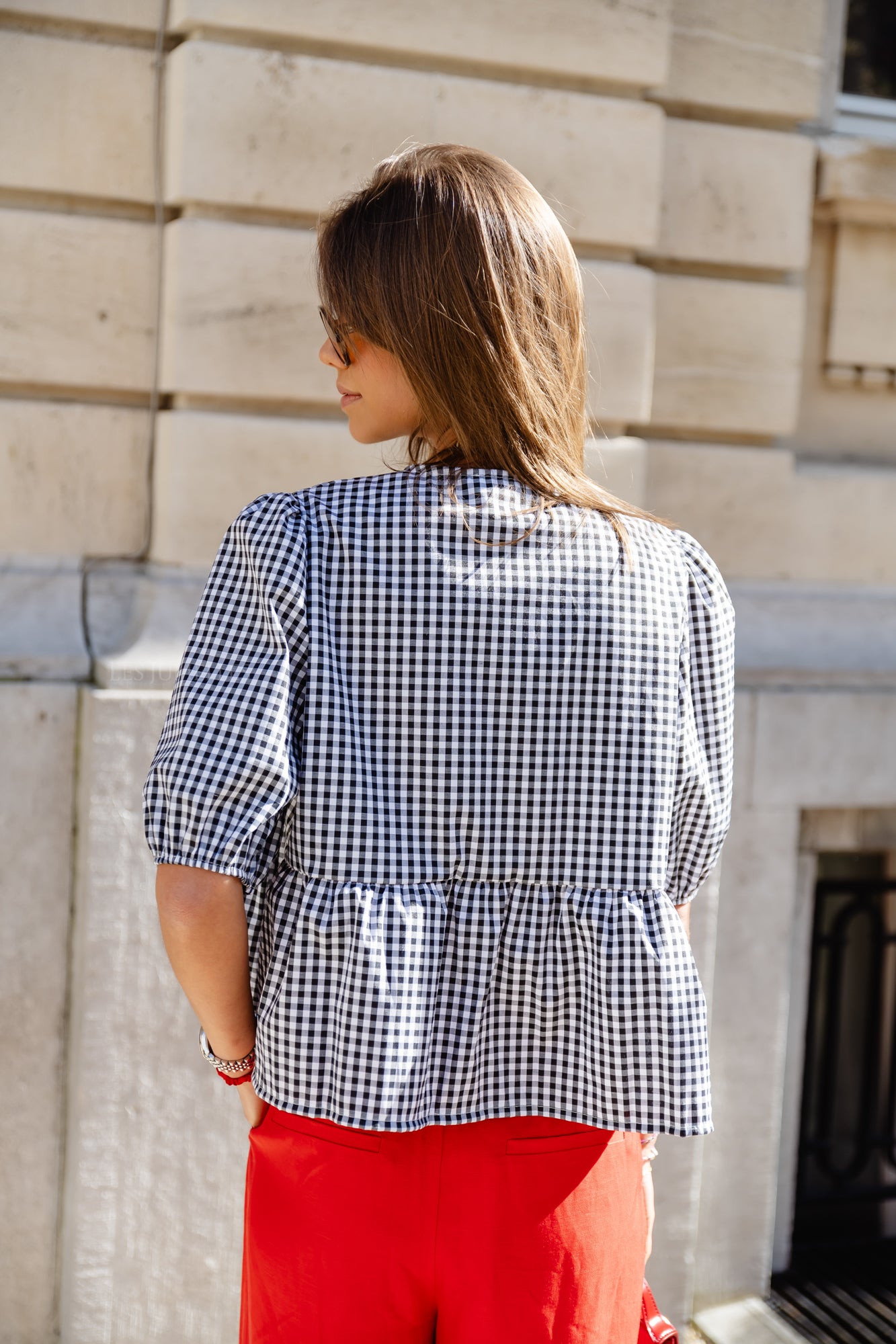 Camille checkered blouse black