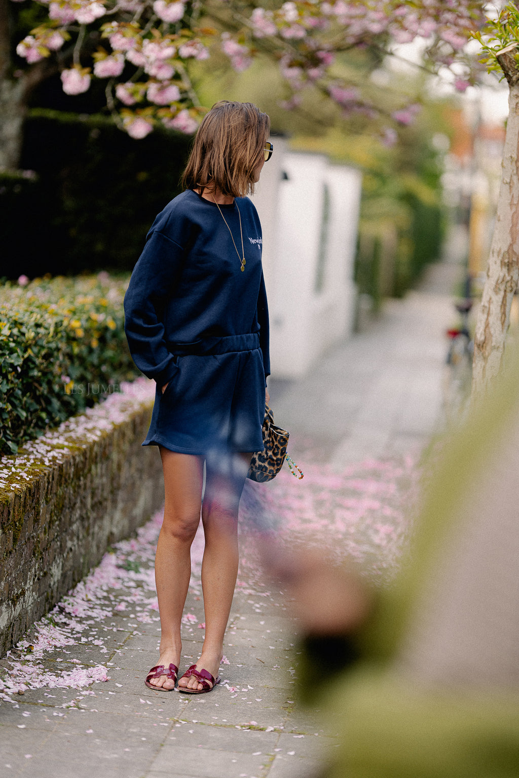 VIHollie HW sweat shorts navy blazer