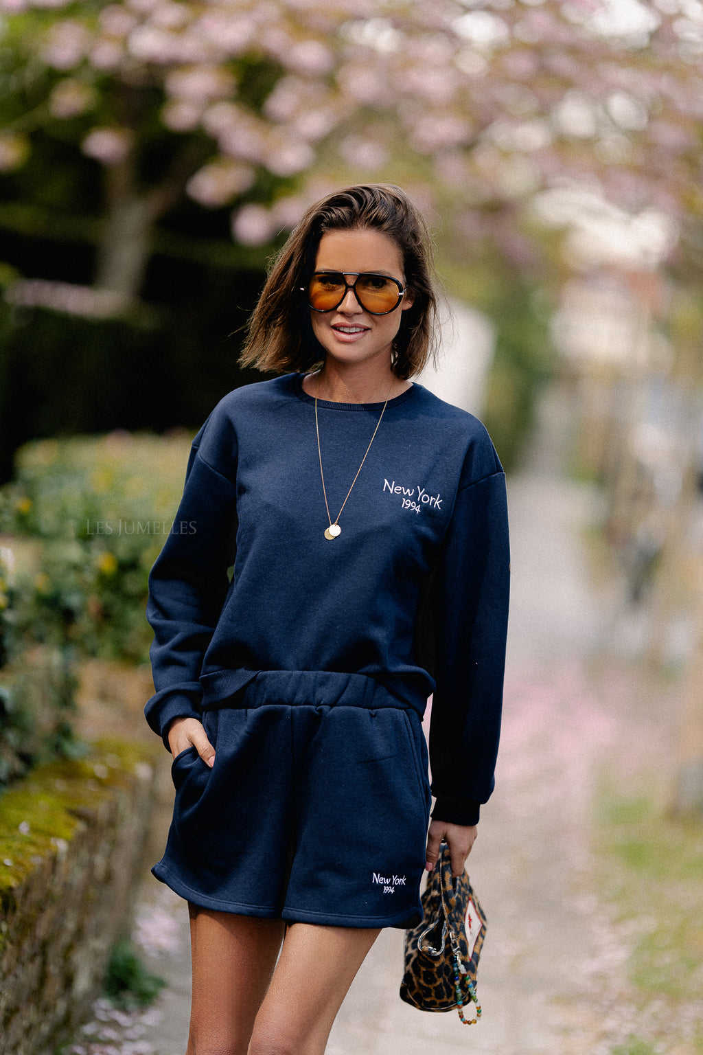 VIHollie HW sweat shorts navy blazer