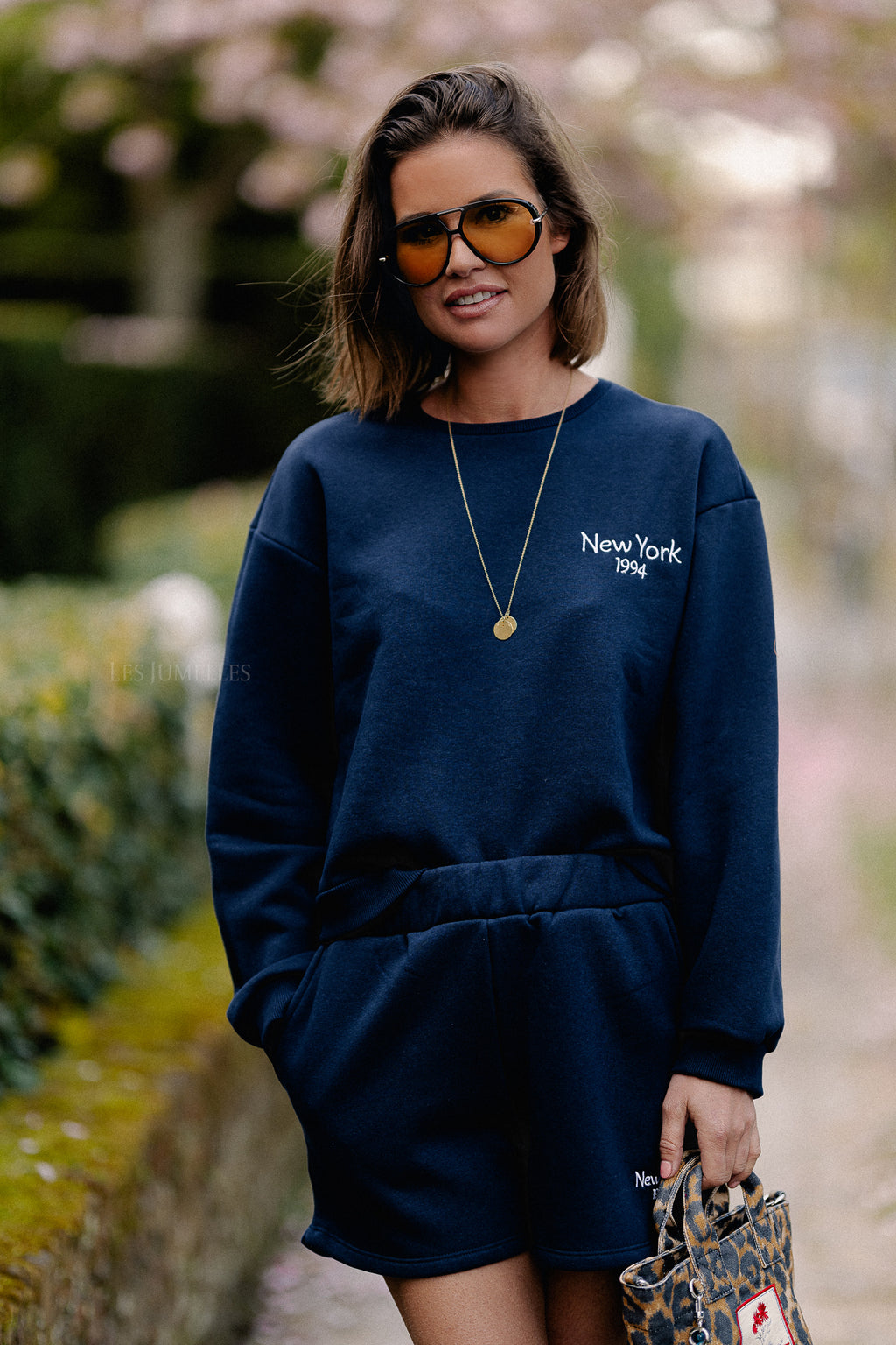 VIHollie HW sweat shorts navy blazer