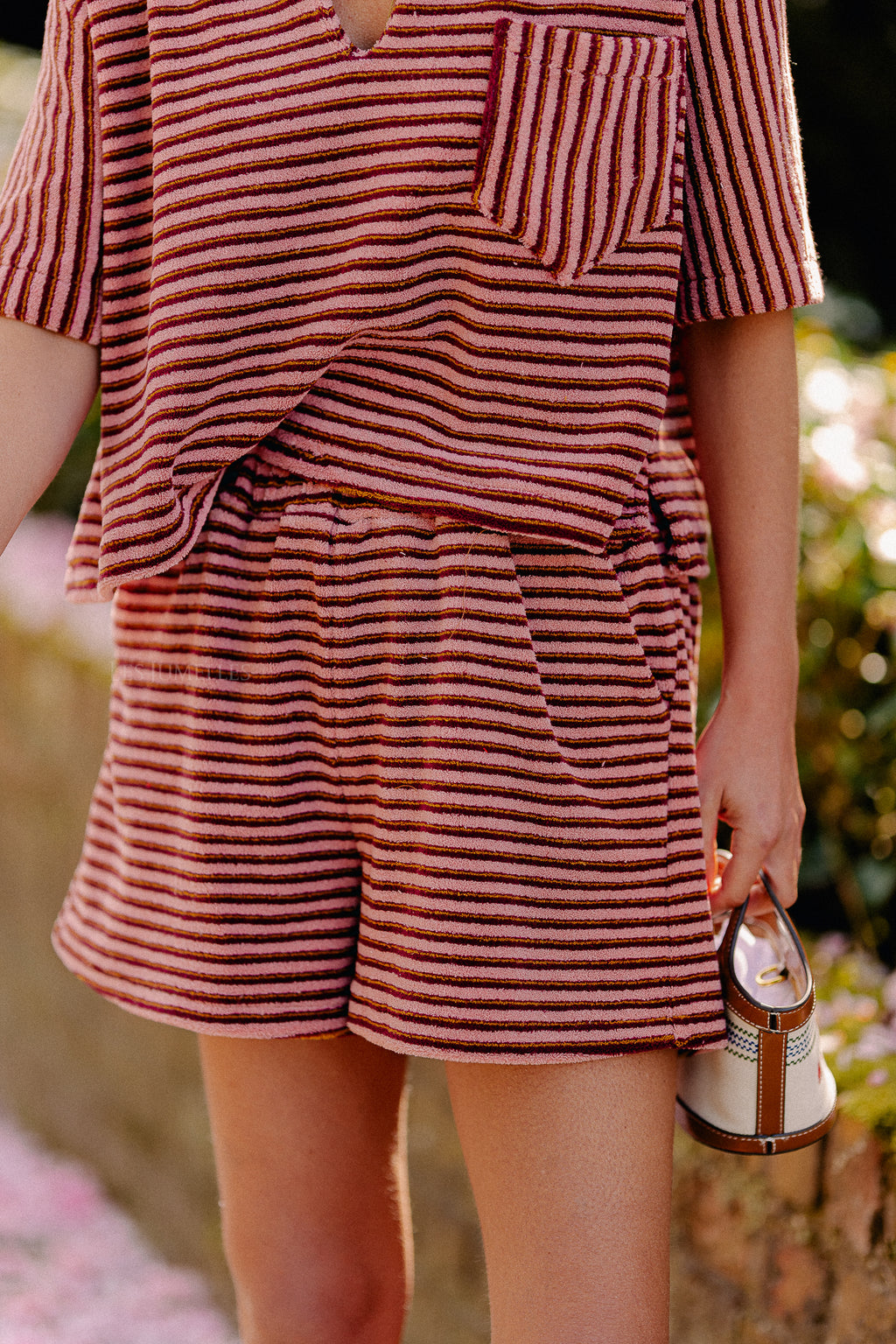 Maggie striped shorts pink/burgundy