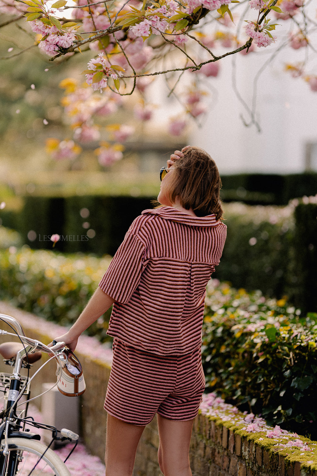Maggie striped shorts pink/burgundy