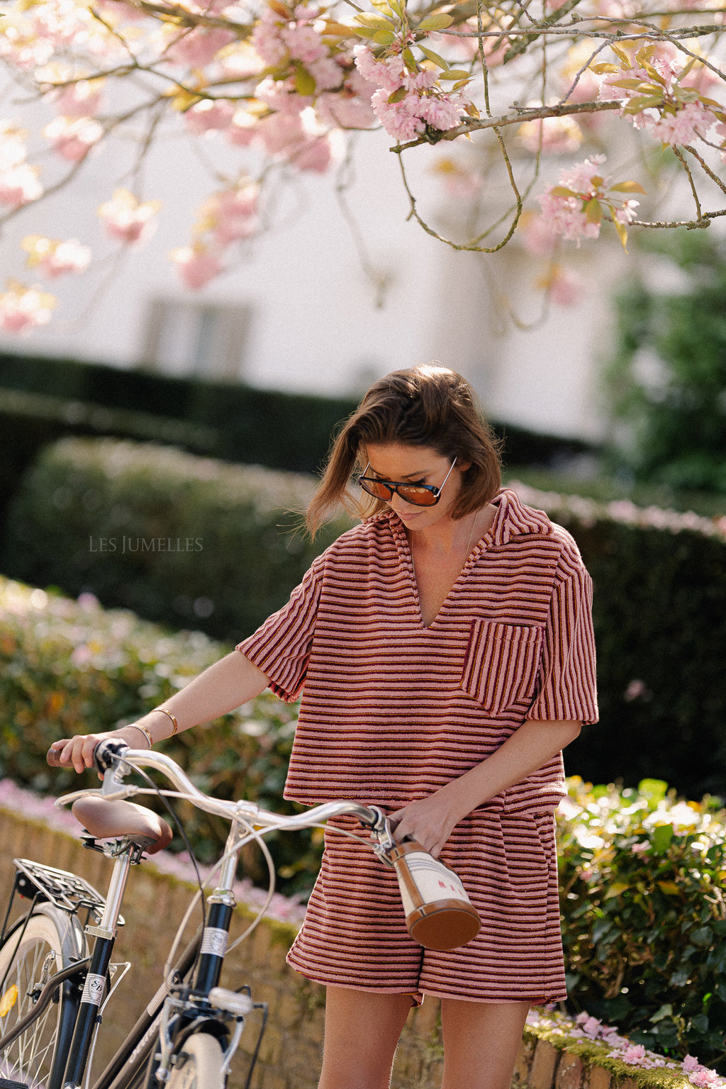 Maggie striped shorts pink/burgundy