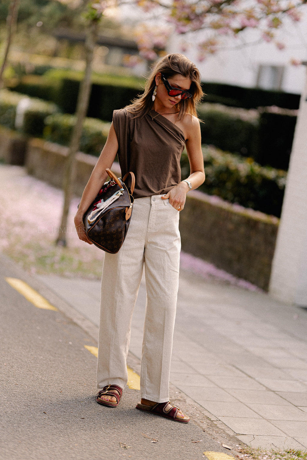 SLFUna MW barrel jeans egret