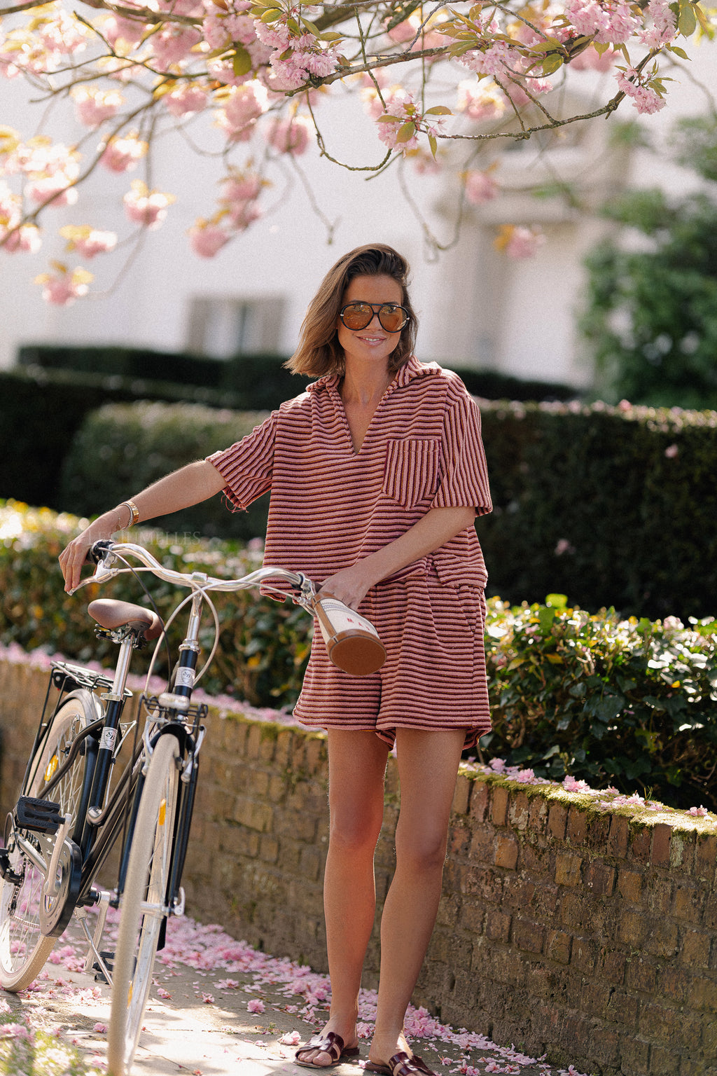 Maggie striped shorts pink/burgundy