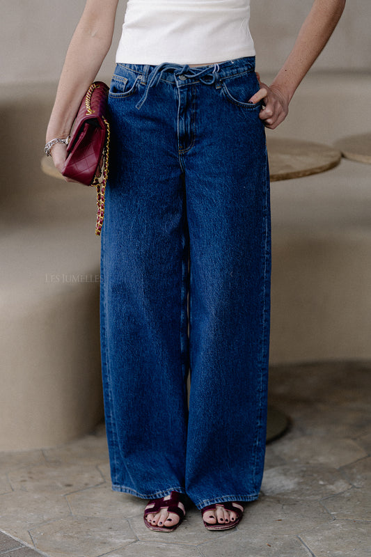 Les Jumelles OBJMallie MW super wide jeans medium blue denim