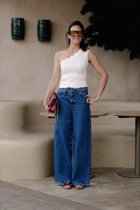 Les Jumelles OBJMallie MW super wide jeans medium blue denim