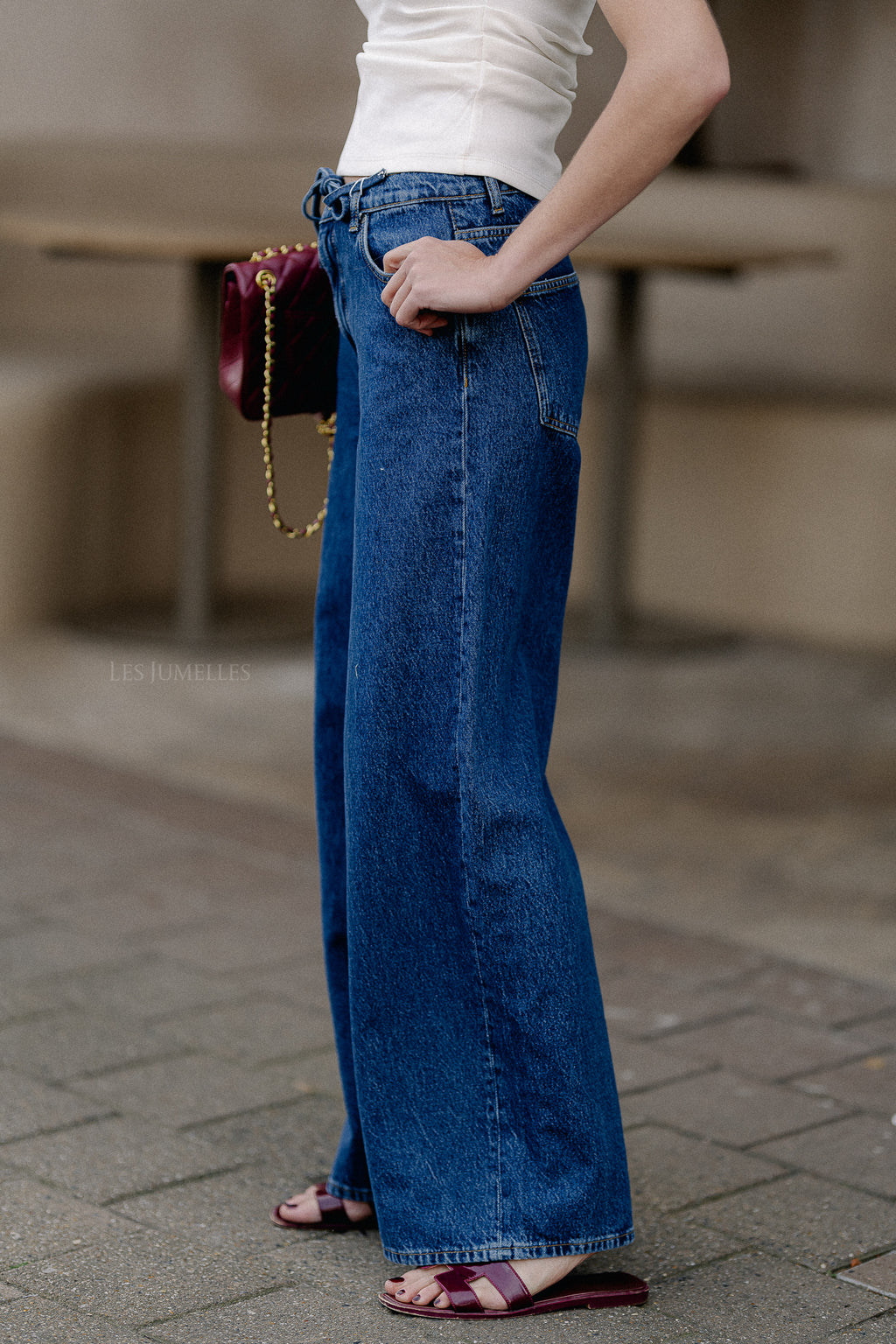 OBJMallie MW super wide jeans medium blue denim