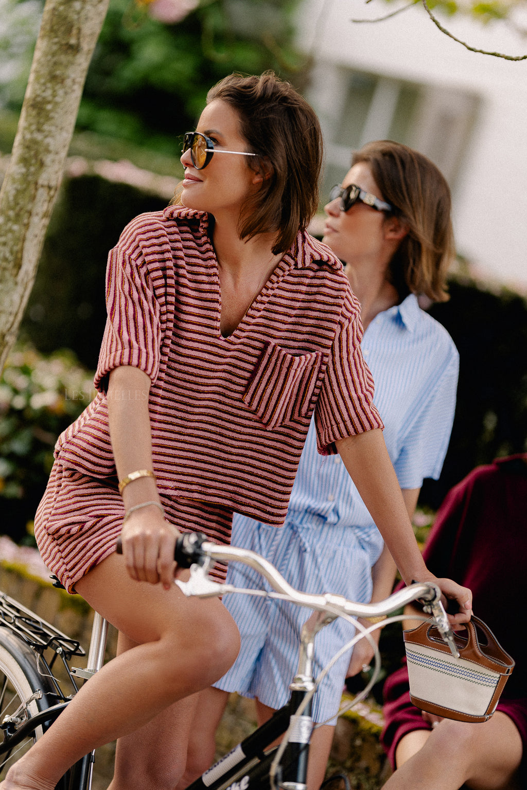 Maggie SS striped blouse pink/burgundy