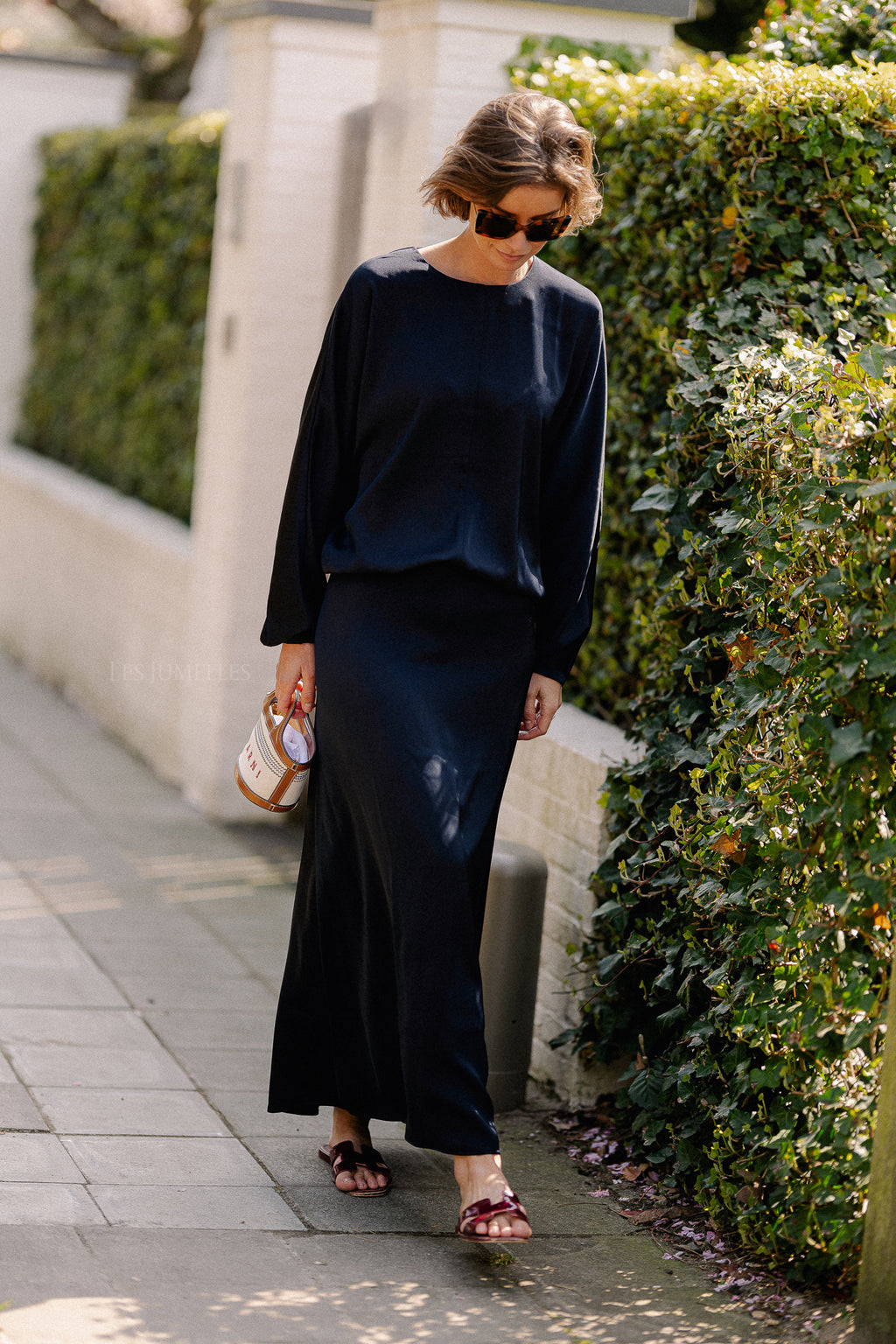 Manon satin skirt navy