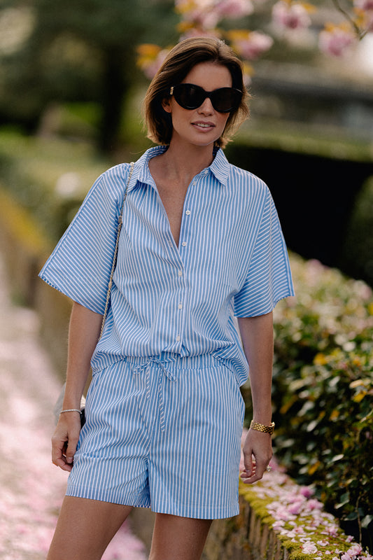 Les Jumelles OBJTutta 2/4 LO shirt blue/white