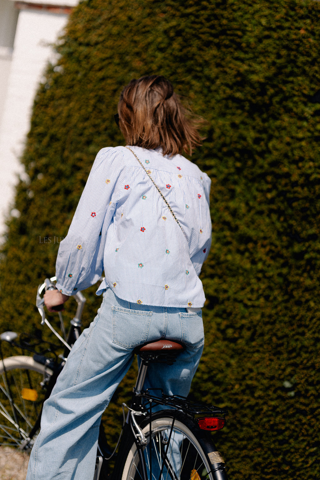 Jess embroidered blouse blue/white stripes
