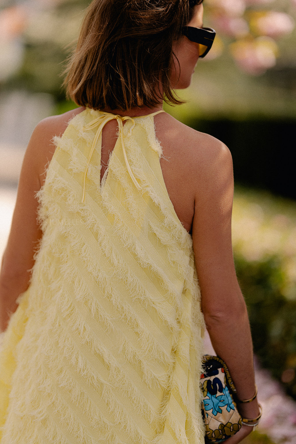 SLFBea-Tiffa halterneck fringe short dress anise flower