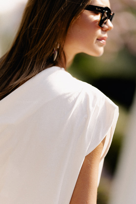 Les Jumelles Haut asymétrique Rachel blanc