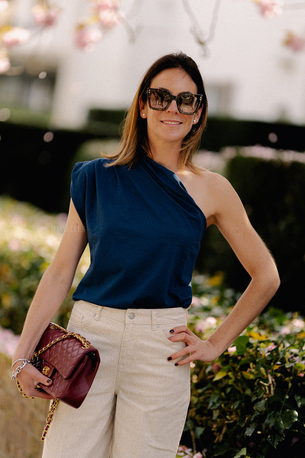 Rachel one shoulder top navy