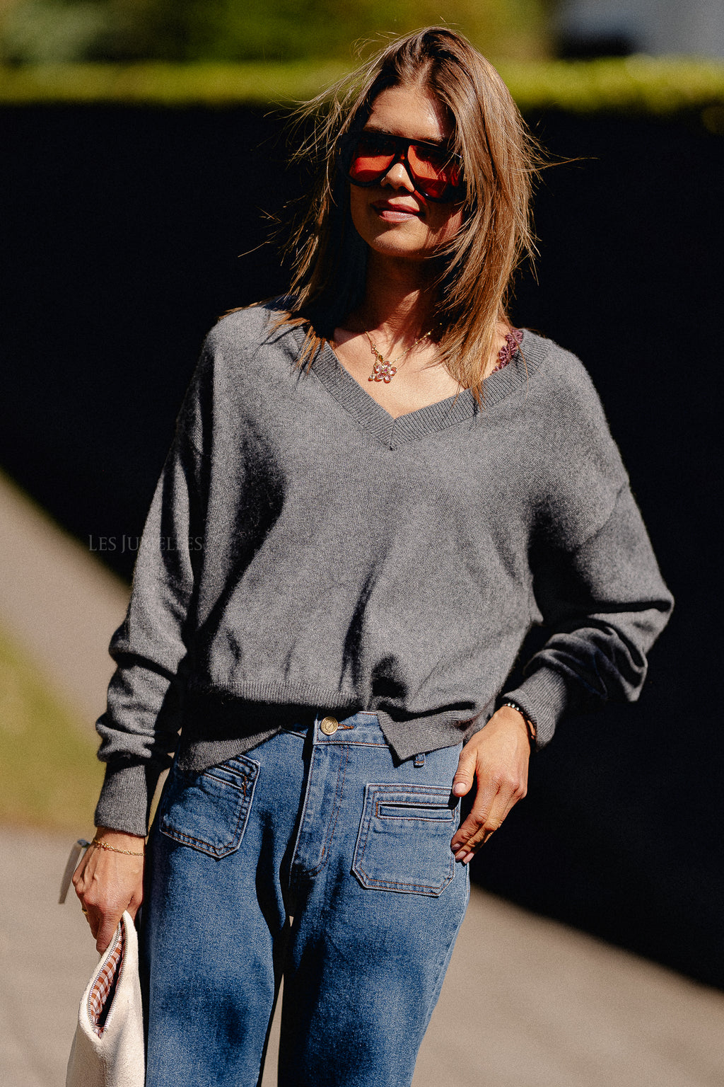 Cosette V-neck jumper anthracite