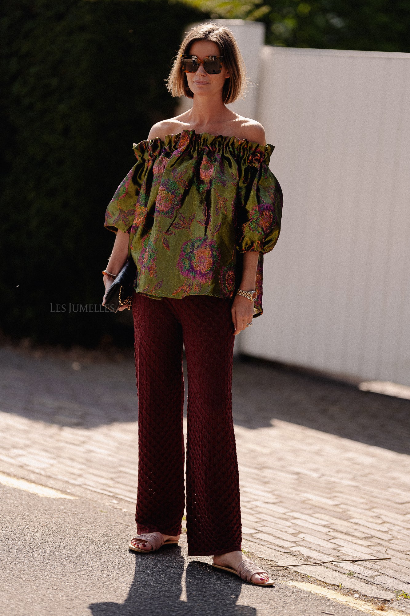 Blanche jacquard blouse flowers