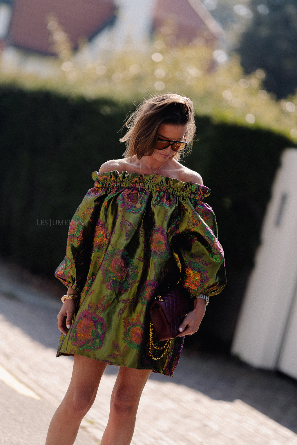 Blanche jacquard dress flowers