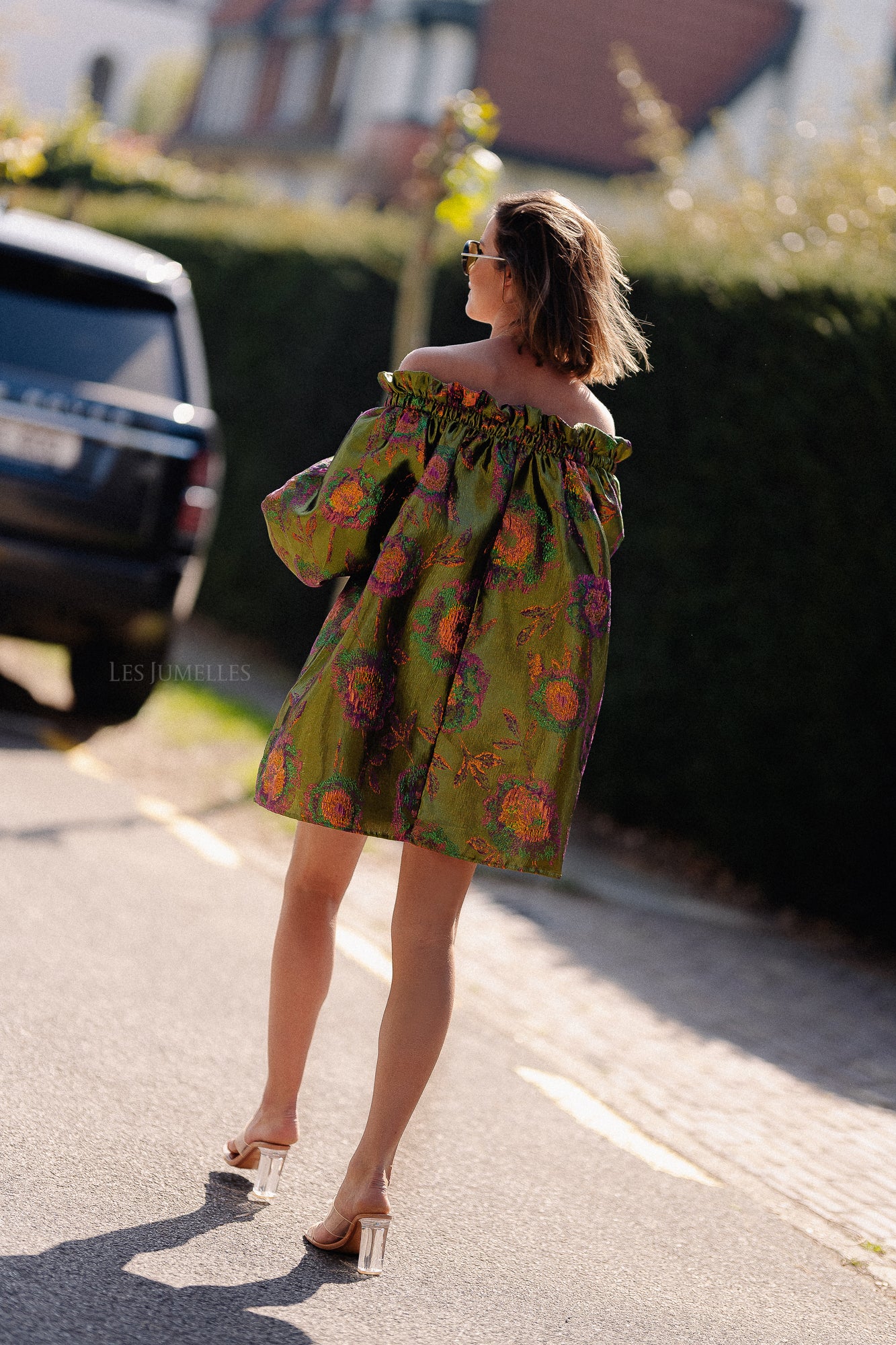 Blanche jacquard dress flowers