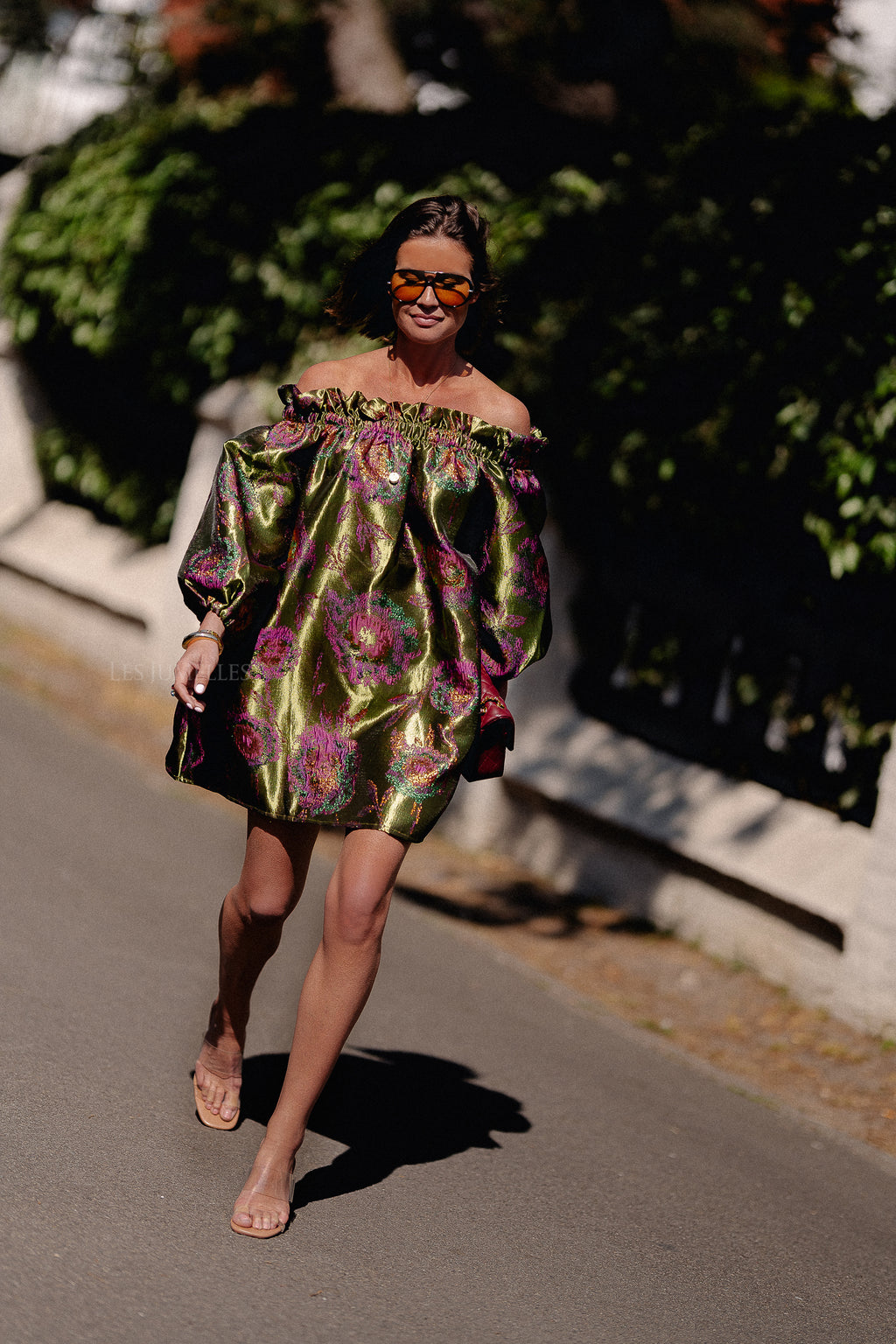 Blanche jacquard dress flowers