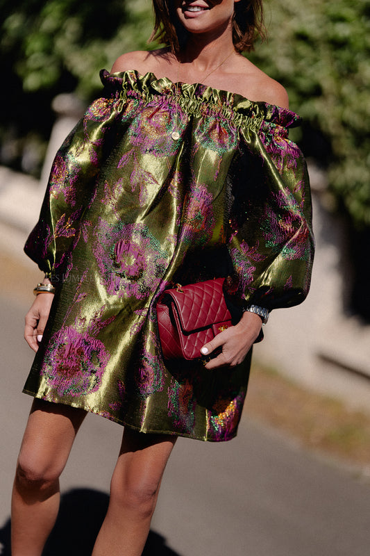 Les Jumelles Blanche jacquard dress flowers