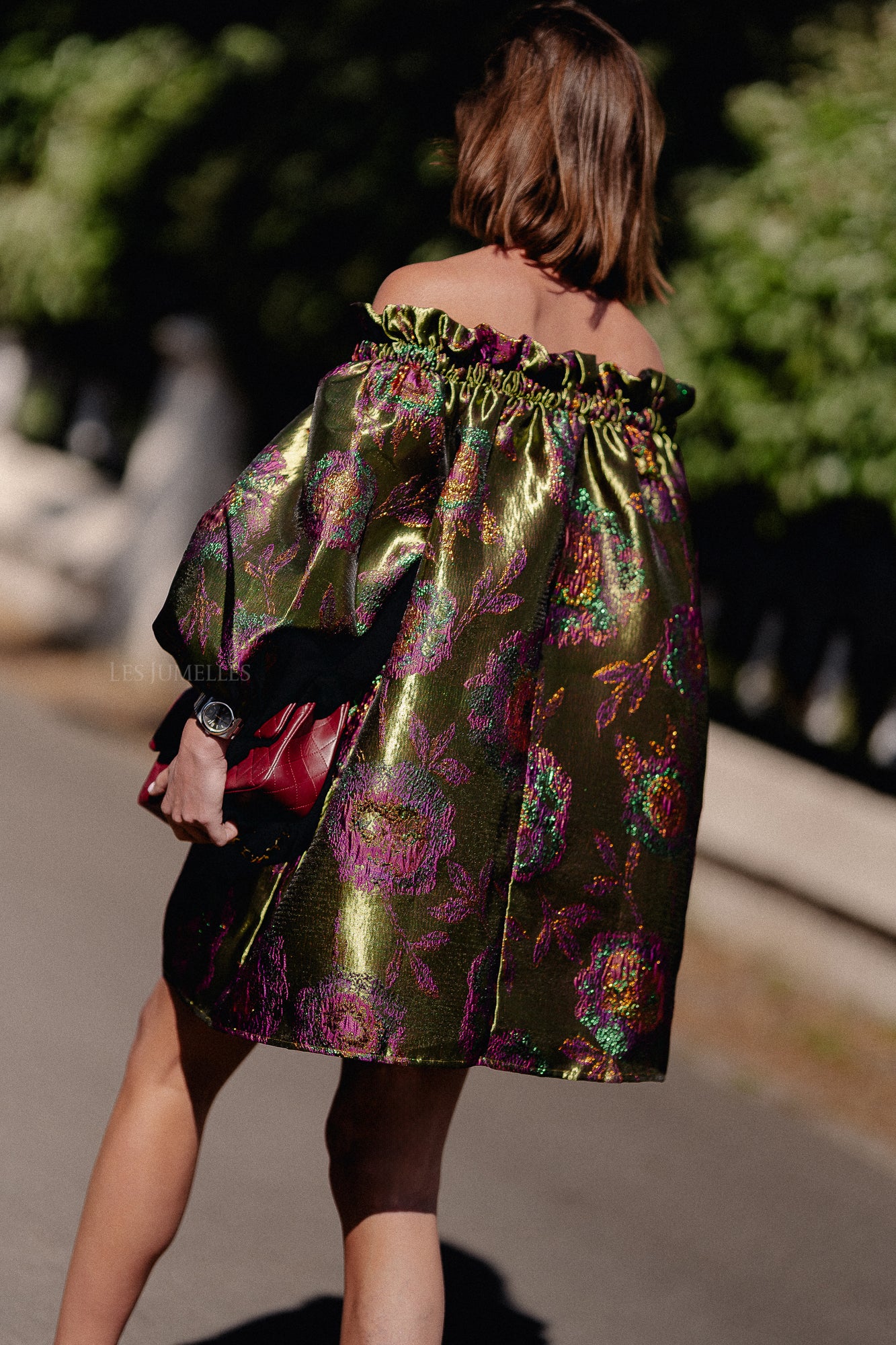 Blanche jacquard dress flowers