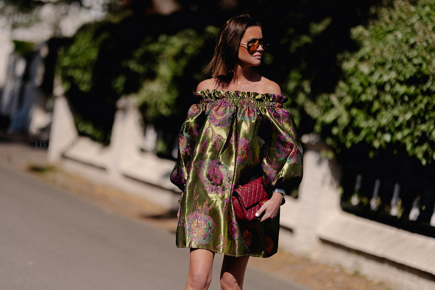 Blanche jacquard dress flowers