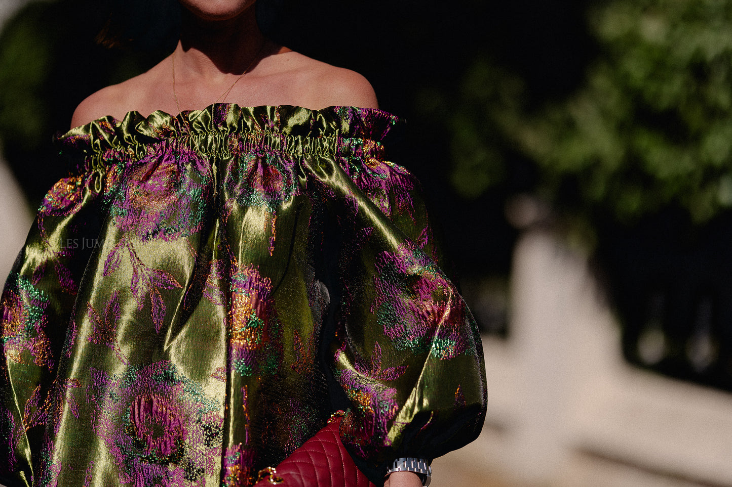 Blanche jacquard dress flowers