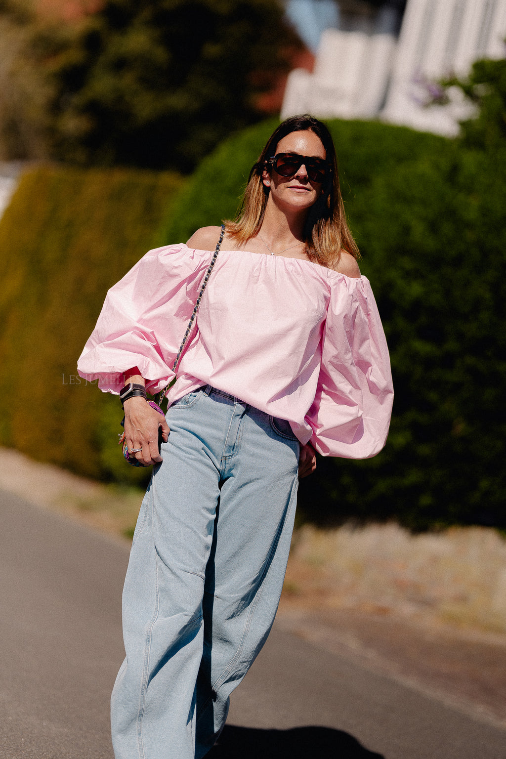 Fran off shoulder blouse pink