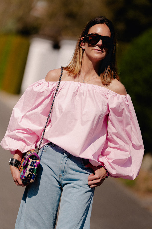 Les Jumelles Fran Schulterfreie Bluse rosa