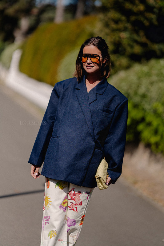 Les Jumelles Chloe oversized blazer midnight blue