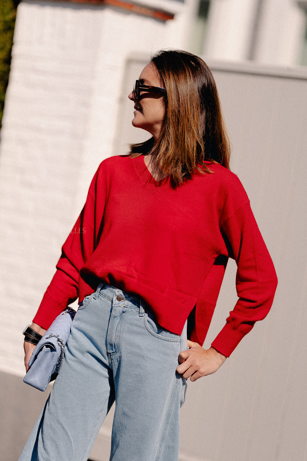 Cosette V-neck jumper red