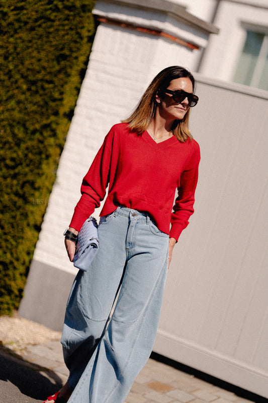 Les Jumelles Cosette V-neck jumper red