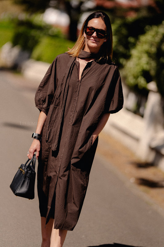 Les Jumelles Bonnie long dress dark brown