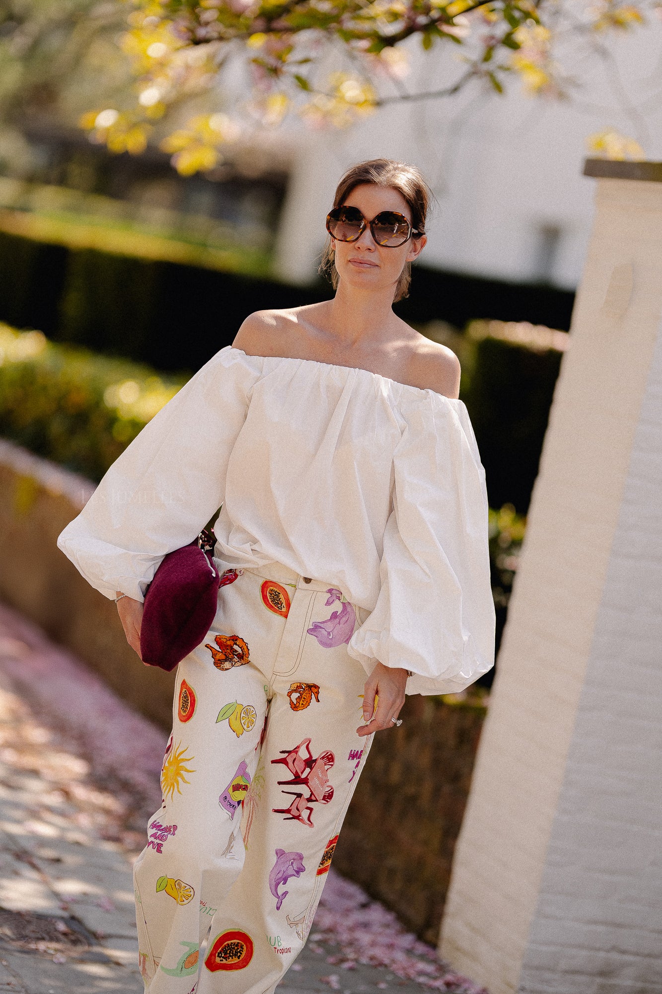 Fran Off-Shoulder-Bluse weiß