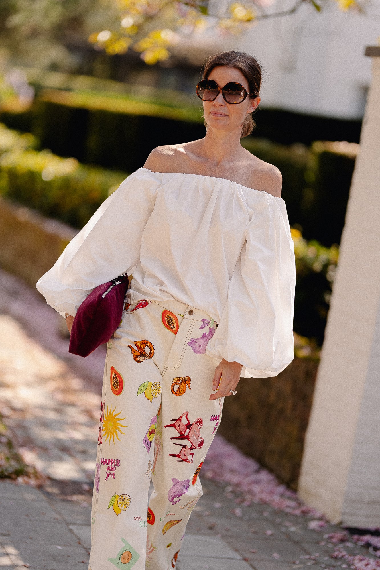 Fran Off-Shoulder-Bluse weiß