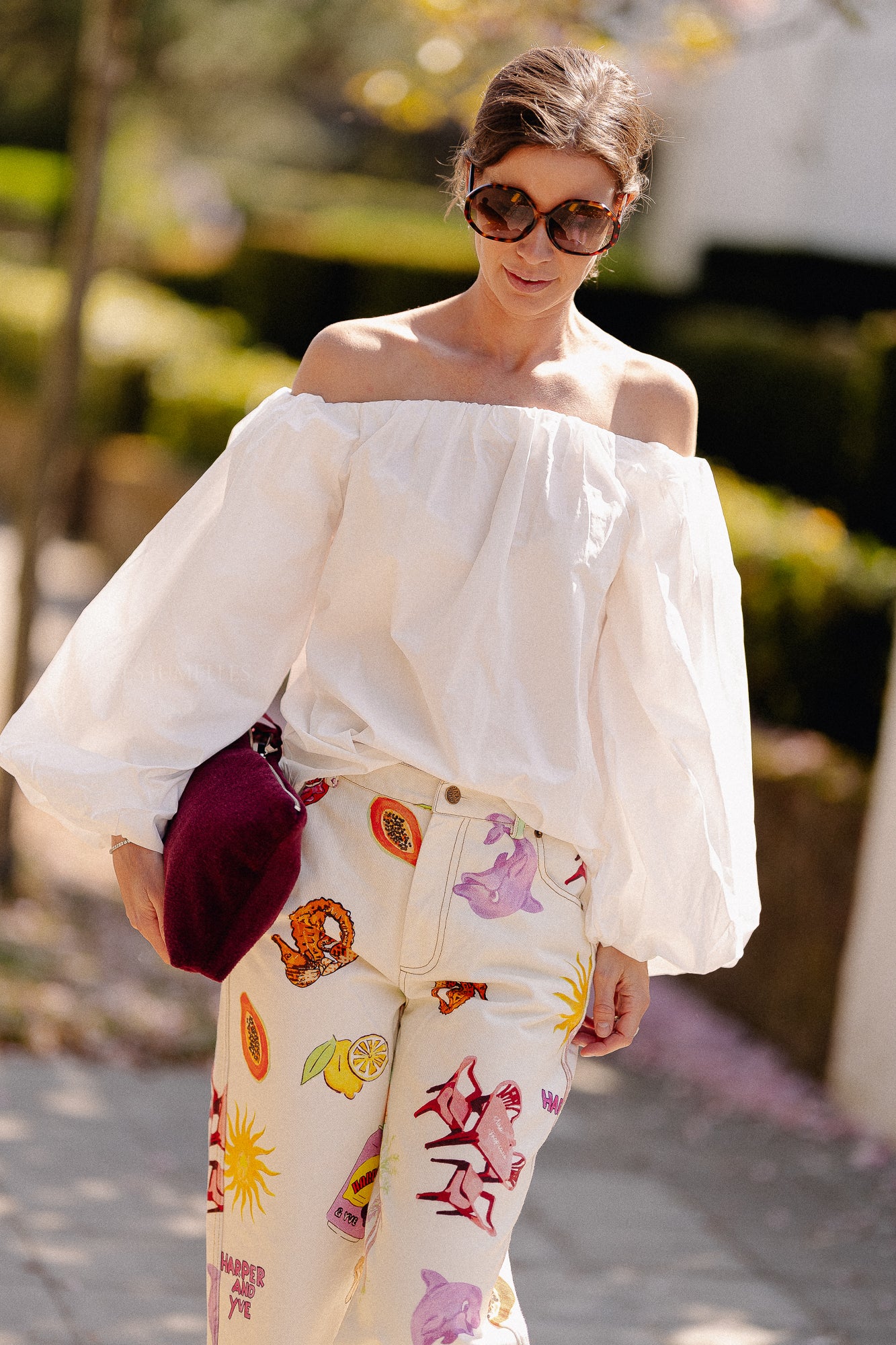 Fran Off-Shoulder-Bluse weiß
