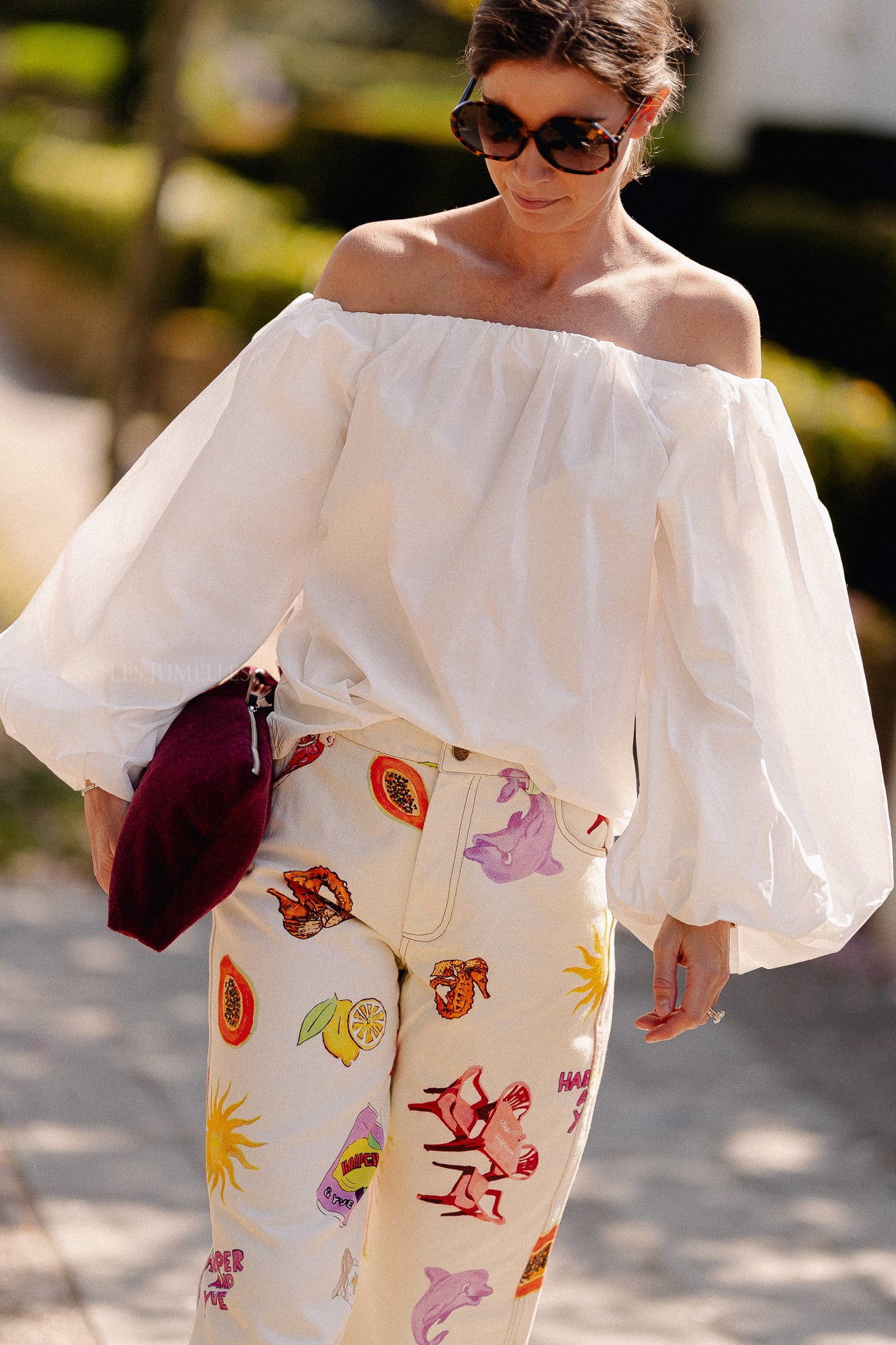 Fran Off-Shoulder-Bluse weiß