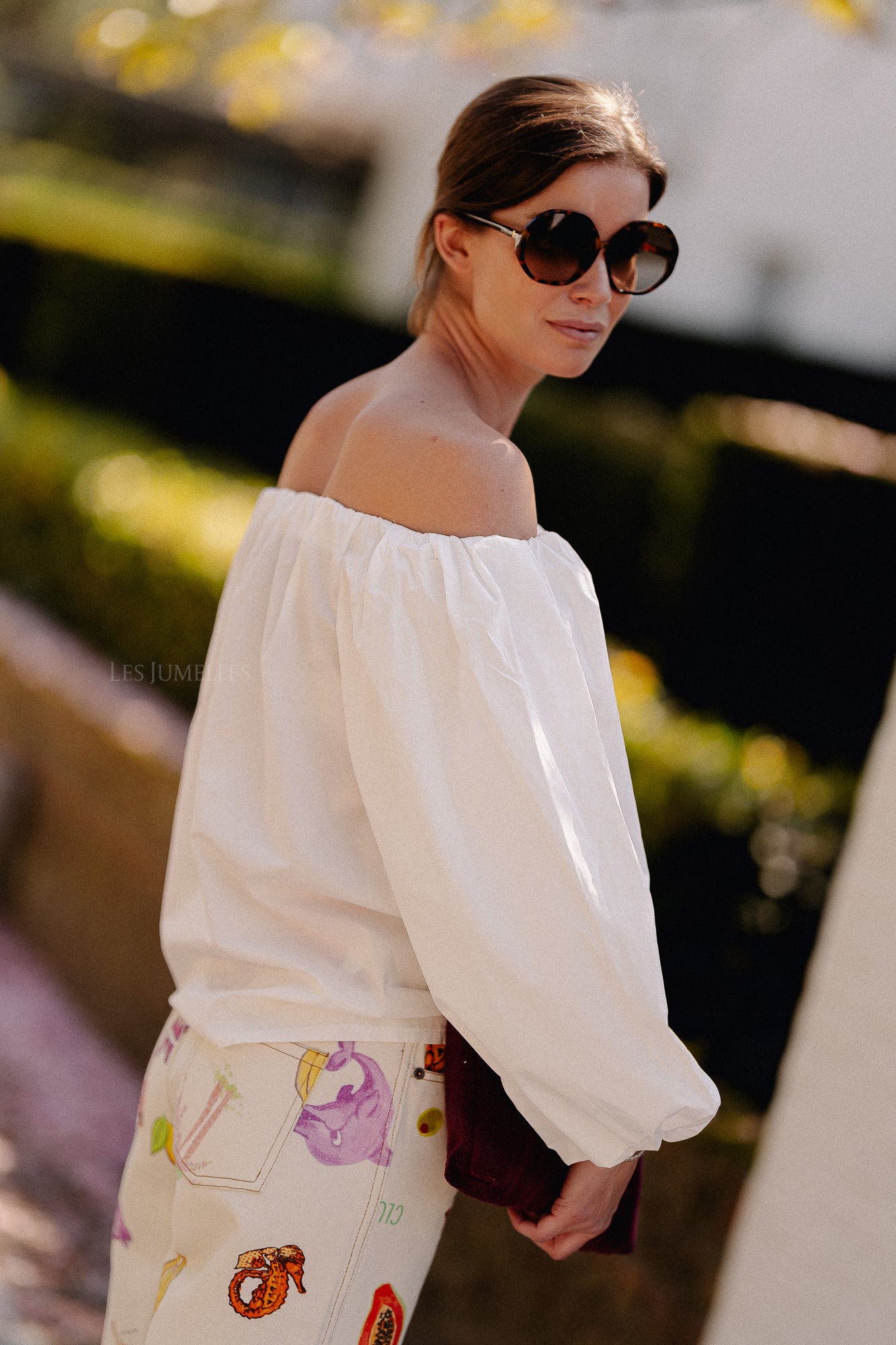 Fran Off-Shoulder-Bluse weiß