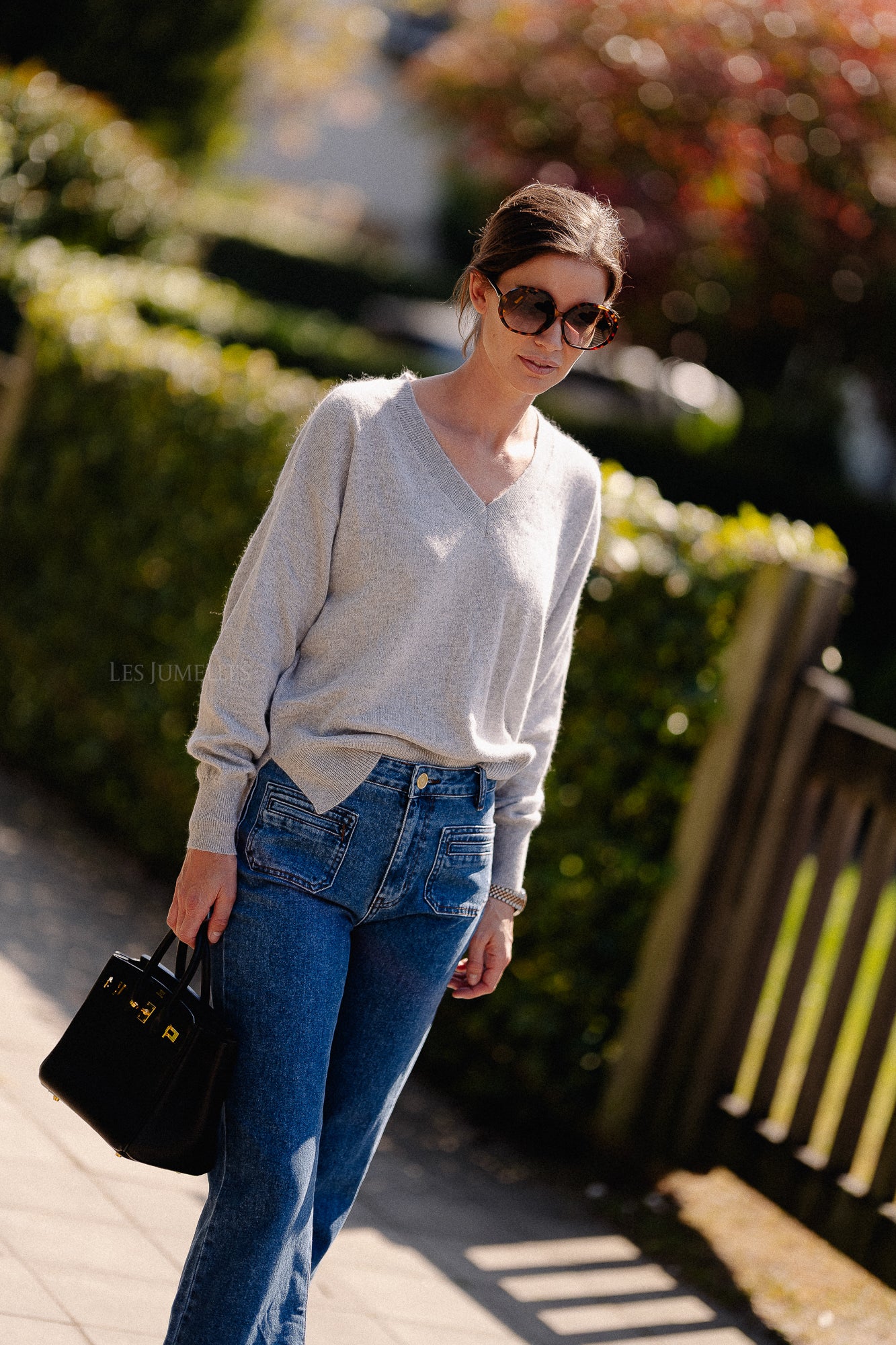 Cosette V-neck jumper light grey
