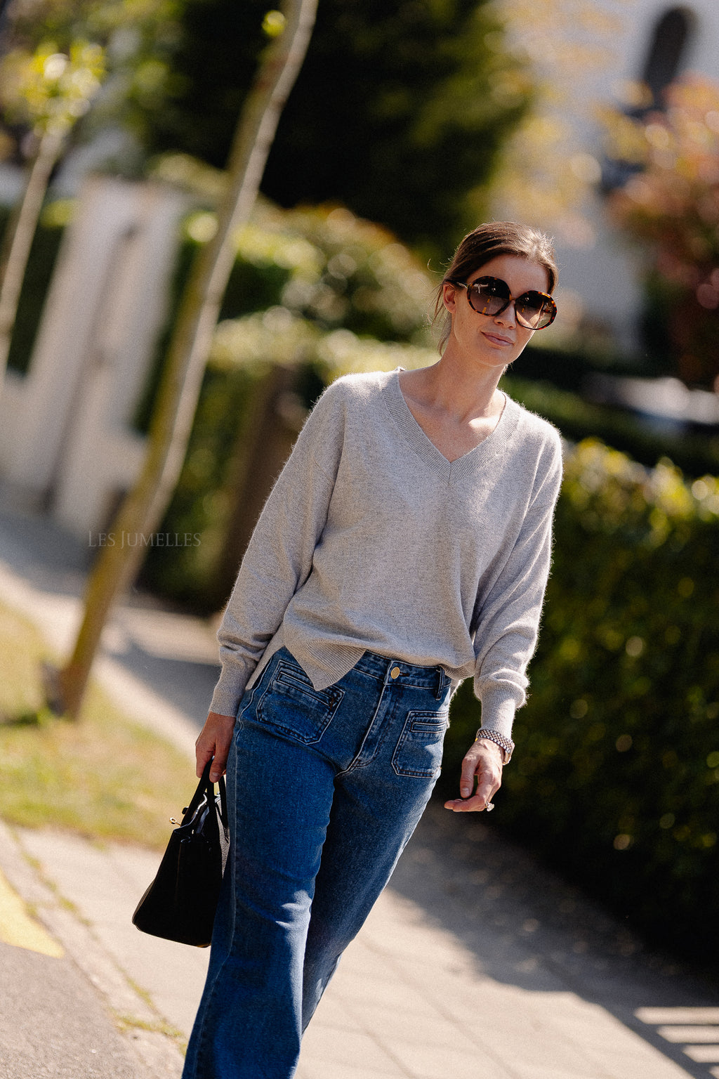 Cosette V-neck jumper light grey